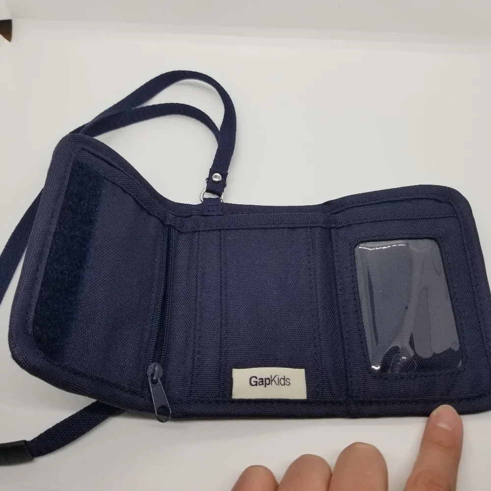 Gap Kids navy trifold wallet with sequin star and polka dots